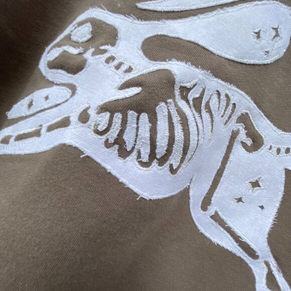 Handmade XS Rabbit Pullover Upcycled Sustainable Stitched Applique Reworked - Picture 7 of 8